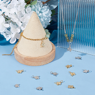 30Pcs 2 Colors Rack Plating Brass Charms KK-BC0012-12-1