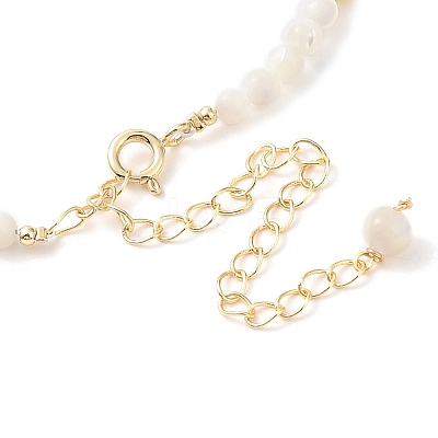 Natural Trochid Shell Beaded Necklaces NJEW-L119-03G-1