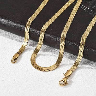 PVD Vacuum Plating 304 Stainless Steel Snake Chains Necklaces X-NJEW-O058-29G-1