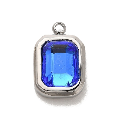 304 Stainless Steel Glass Pendants STAS-L022-062P-07-1