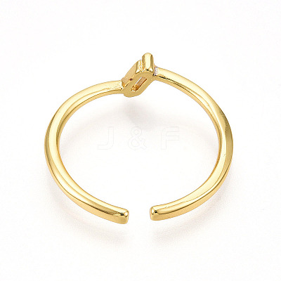 Brass Micro Pave Clear Cubic Zirconia Cuff Rings for Women KK-T070-115-1