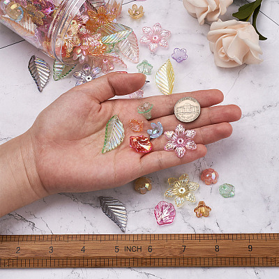 300Pcs 6 Style Transparent Acrylic Bead Caps TACR-CD0001-03-1