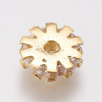 Brass Micro Pave Cubic Zirconia Beads KK-I614-058-1