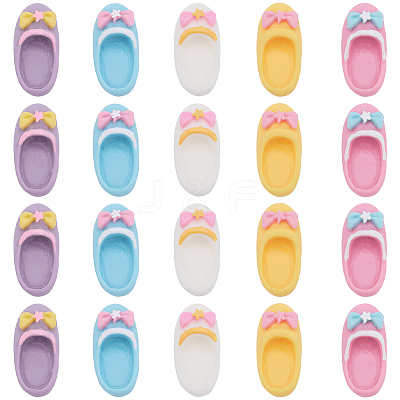 50Pcs 5 Colors Opaque Resin Cabochons RESI-SC0002-66-1