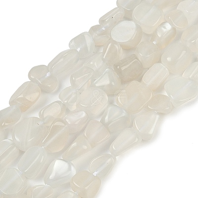 Natural White Moonstone Nuggets Beads Strands G-J335-45-1