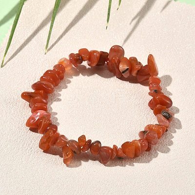 Natural South Red Agate Beaded Stretch Bracelets GG-CBADCD7-01-1