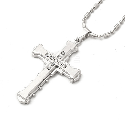 Alloy Cross Pandant Necklace with Link Chains NJEW-K245-003P-1
