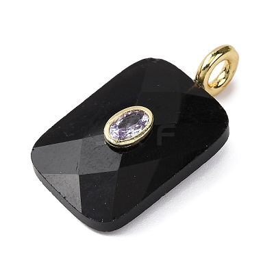 Natural Obsidian Faceted Pendants G-B186-01G-07-1