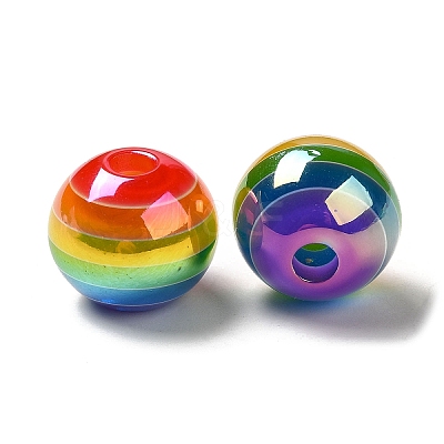 Pride UV Plating Rainbow Iridescent Acrylic European Beads MACR-D025-06-1