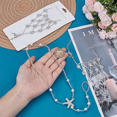 4Pcs 2 Styles Alloy Clear Rhinestone Anklets for Women AJEW-BBC0002-39-1