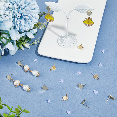 Brass Stud Earring Findings KK-BBC0028-29A-1