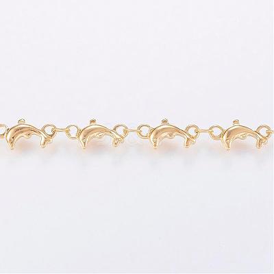 Handmade Ion Plating(IP) 304 Stainless Steel Bar Link Chains STAS-G038-23G-1