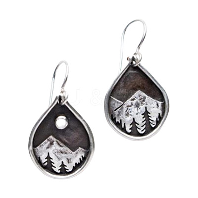 Teardrop with Mountain Pattern Alloy Dangle Earrings FS-WG9A937-01-1