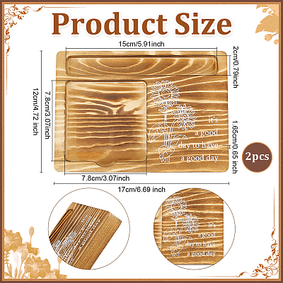 2Pcs Flower Printed Wood Display Trays for Sticky Notes ODIS-PH0009-18-1