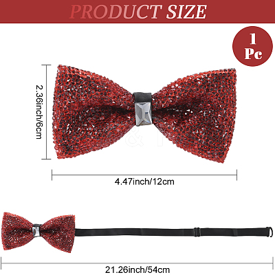 1Pc Polyester with Rhinestone Bow Ties for Bridegroom AJEW-SP0003-32C-1