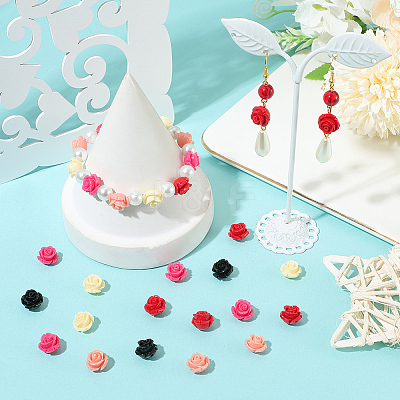 50Pcs 5 Colors Synthetic Coral Carved Beads CORA-SC0001-12-1