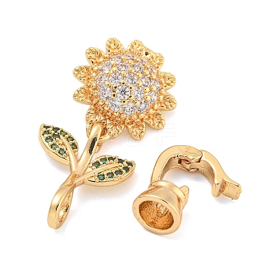 Brass Micro Pave Cubic Zirconia Fold Over Clasps KK-Z072-18G-1