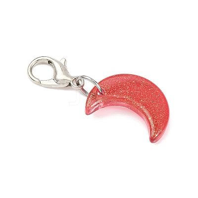 Glass Moon Pendant Decorations HJEW-JM04367-02-1