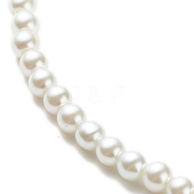 Glass Pearl Round Beaded Necklace for Women NJEW-JN03903-1