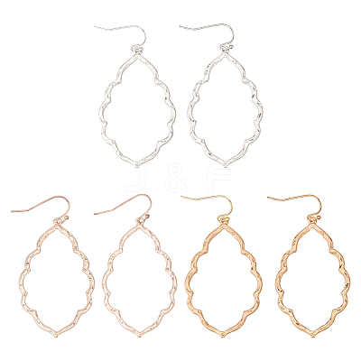3 Pairs 3 Colors Alloy Dangle Earrings with Brass Pins EJEW-AN0004-44-1
