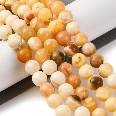 Natural Yellow Jade Beads Strands X-G-F591-17-8MM-1