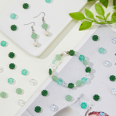 100Pcs 4 Styles Spray Painted Glass Beads GLAA-DC0001-51-1