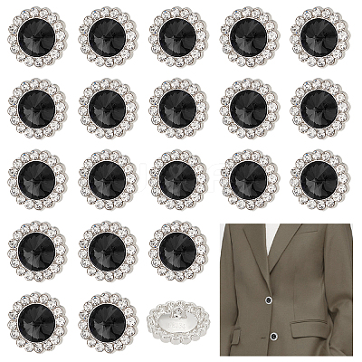1-Hole Zinc Alloy Rhinestone Shank Buttons DIY-GA0003-59B-1
