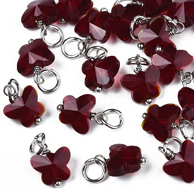 Faceted Transparent Glass Charms GLAA-T024-06H-1