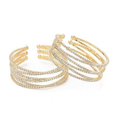 Iron Alloy Rhinestone Cuff Bangles BJEW-B052-01LG-1
