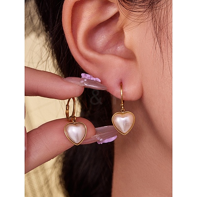 Valentine's Day 304 Stainless Steel Leverback Earrings EJEW-D358-03G-1