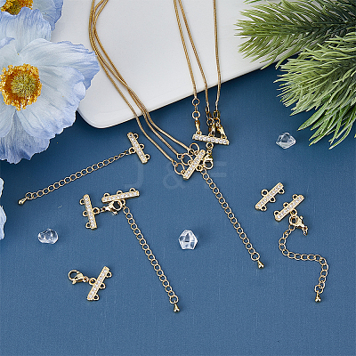 4 Sets Brass Micro Pave Cubic Zirconia Chain Extender KK-HY0003-15-1