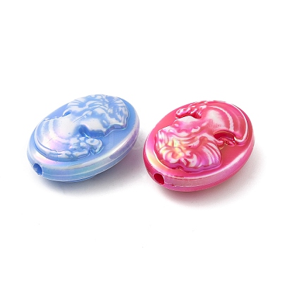 UV Plating Opaque Iridescent Acrylic Beads MACR-K351-03-1