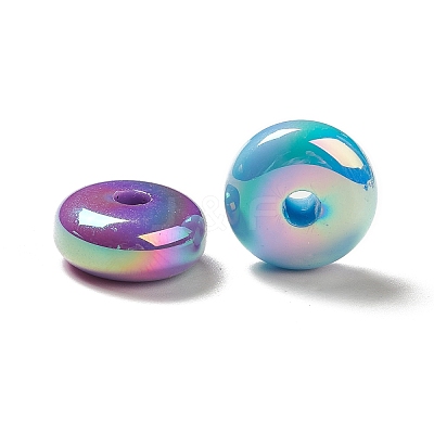 UV Plating Opaque Rainbow Iridescent Acrylic Beads X-PACR-D069-03-1
