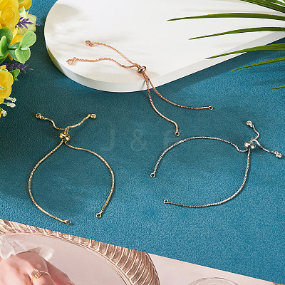 3Pcs 3 Colors Brass Box Chain Slider Bracelet Making KK-TA0003-12-RS-1