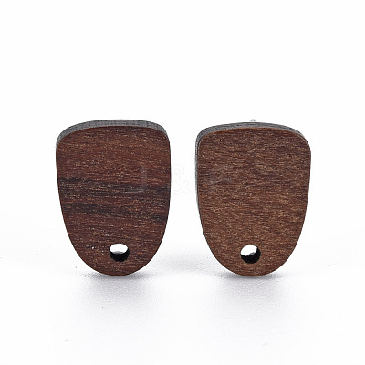 Walnut Wood Stud Earring Findings WOOD-S054-46-1