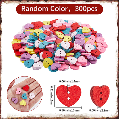 300Pcs 2-Hole Wood Buttons BUTT-SP0001-04A-1