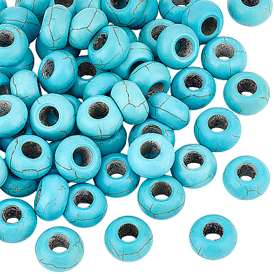 100Pcs Dyed Synthetic Turquoise European Beads SPDL-PH0001-03-1