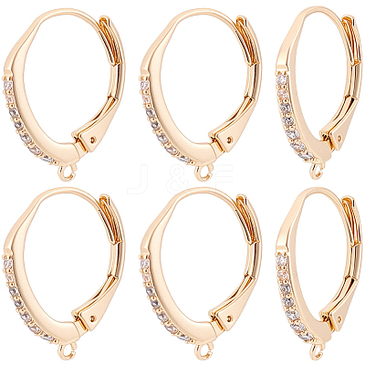10Pcs Brass Cubic Zirconia Leverback Earring Findings KK-BBC0024-28-1