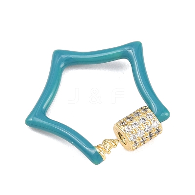 Star Brass Micro Pave Clear Cubic Zirconia Screw Carabiner Clasps KK-B167-01C-03G-1