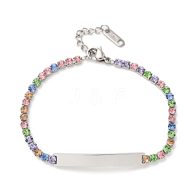 304 Stainless Steel Rhinestone Cup Chain Bracelets BJEW-G753-02P-01-1