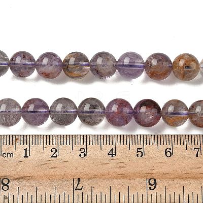 Natural Purple Phantom Quartz Purple Lodolite Quartz Beads Strands G-S333-10mm-030-01-1