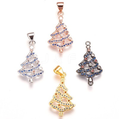 Brass Micro Pave Cubic Zirconia Pendants ZIRC-F086-10-1