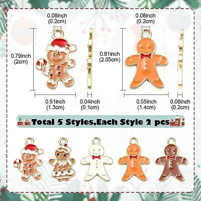 10Pcs 5 Styles Alloy Enamel Pendants FIND-YW0005-43-1