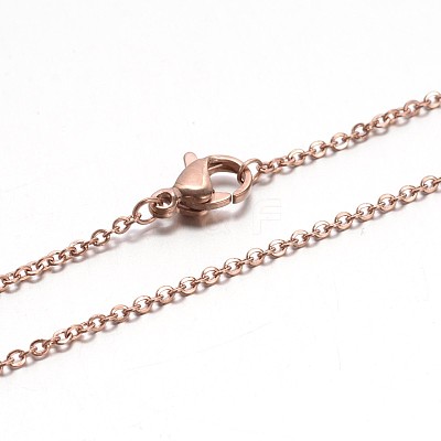 Ion Plating(IP) 304 Stainless Steel Cable Chain Necklaces NJEW-E026-04RG-C-1