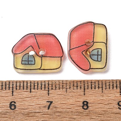 2-Hole Printed Transparent Resin Buttons RE-CBAA3F3-12-1