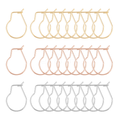 304 Stainless Steel Hoop Earring Findings Kidney Ear Wires STAS-UN0012-43-1