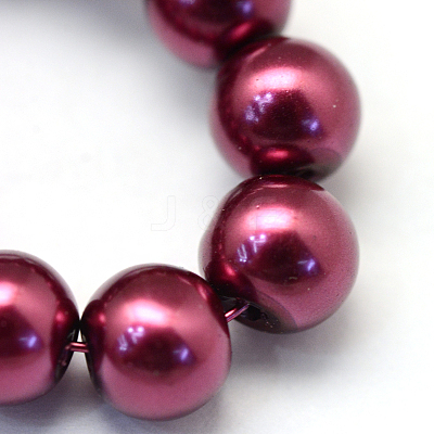 Baking Paint Pearlized Glass Pearl Round Bead Strands X-HY-Q330-8mm-72-1