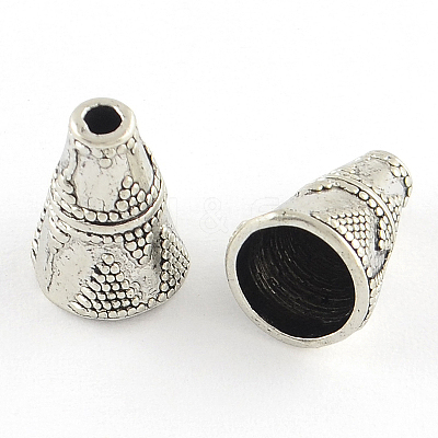 Tibetan Style Cone Alloy Bead Caps TIBE-Q044-13AS-RS-1