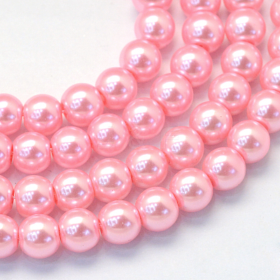 Baking Paint Pearlized Glass Pearl Round Bead Strands HY-Q330-8mm-53-1