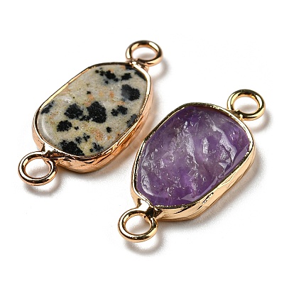 Natural Mixed Stone Connector Charms KK-C034-03G-1